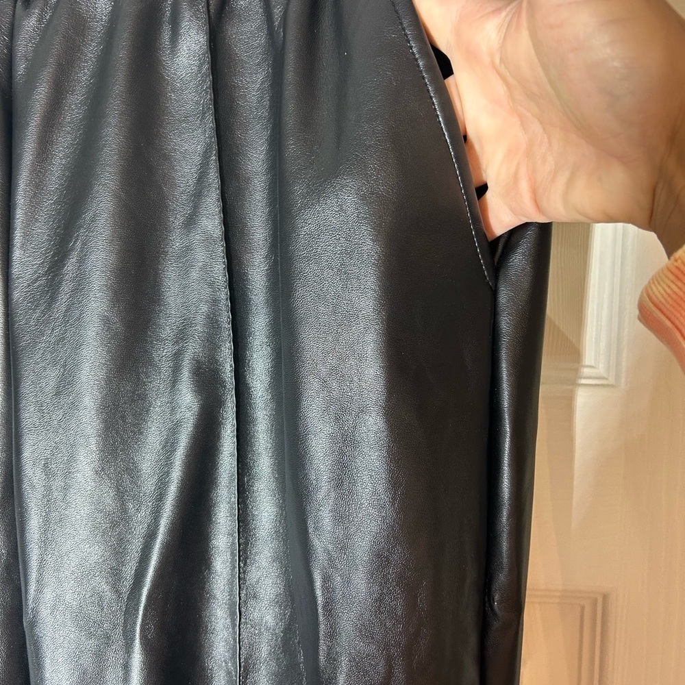 Womens Maison d’Amelie Black Faux Leather Joggers Size 12 Bikercore - Picture 4 of 13
